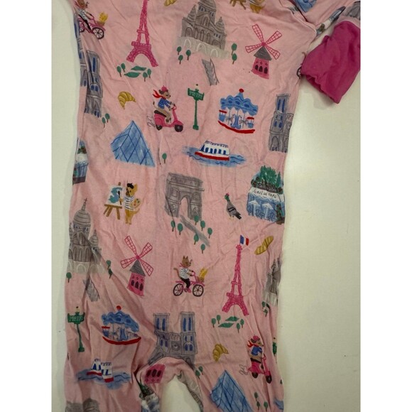 Little Sleepies Weekend In Paris Print Zippy Pajamas 12–18M Bamboo Pink - Picture 4 of 6